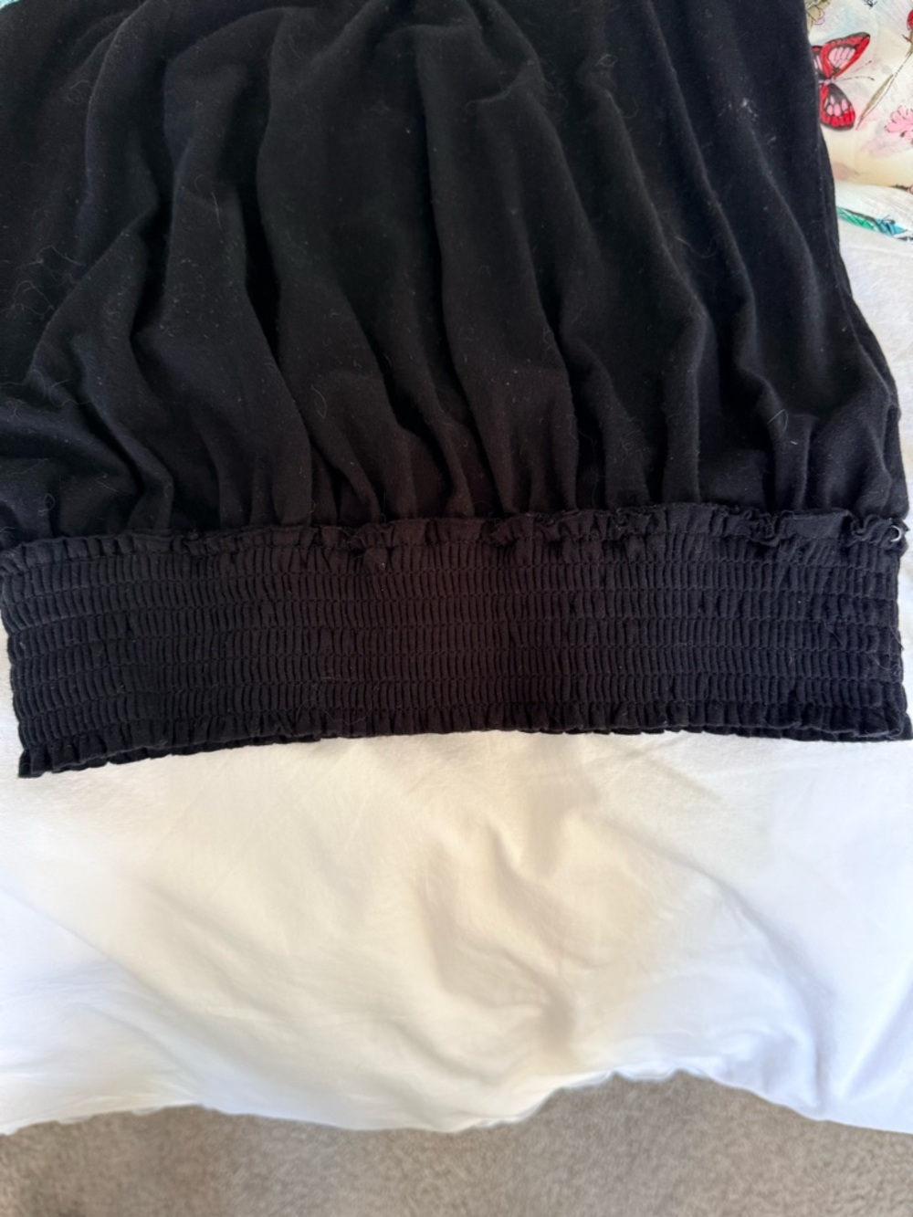 Black Blouse with Floral Butterfly Sheer Sleeves - Picture 4 of 5